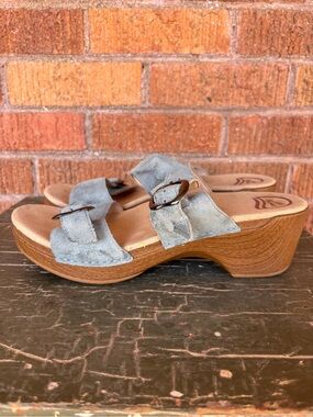 Dansko Sophie Womens 42 US 11.5-12 Buckle Strap Block Sandals Leather Gray Suede